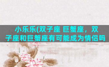 小乐乐(双子座 巨蟹座，双子座和巨蟹座有可能成为情侣吗